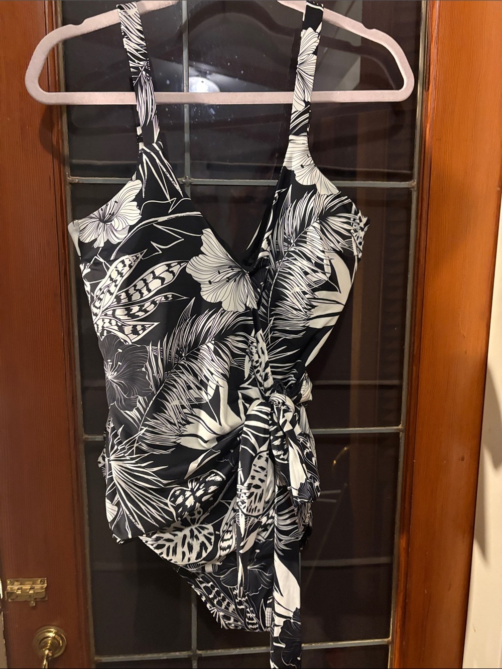 knix Black & White Tropical Tie-Detail One-Piece